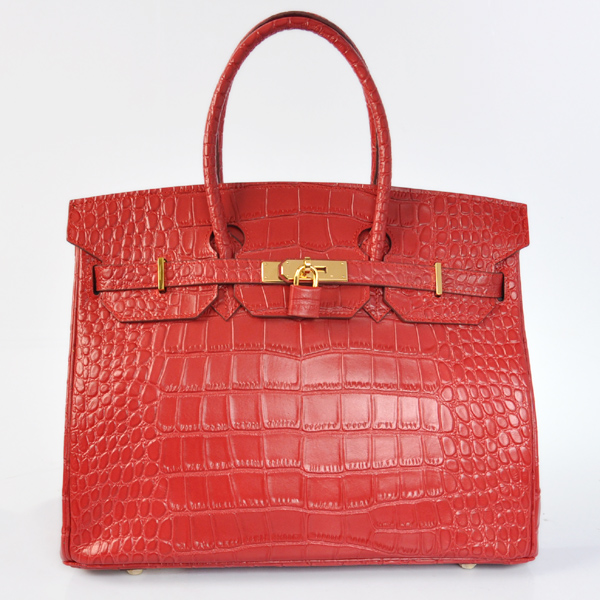 H35POSG Hermes Birkin 35CM strisce in pelle di coccodrillo in Flame wi